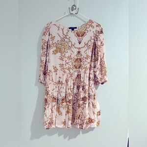 Forever 21 Woven Dress Floral 3/4 Sleeve Size S